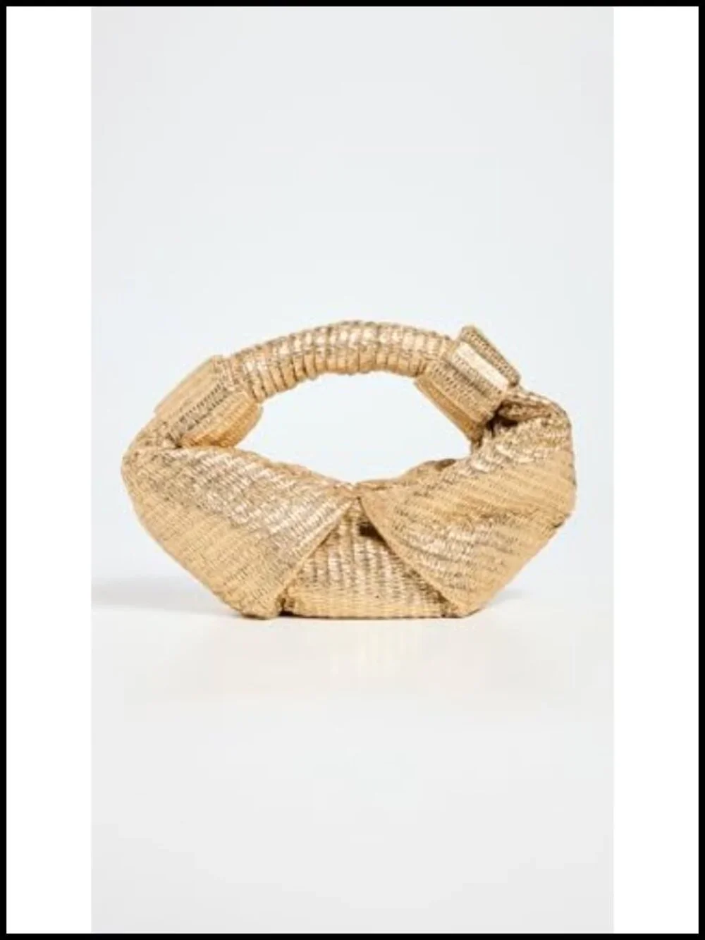 Metallic Raffia Lopsy Bag with Top Handle Knot Details
